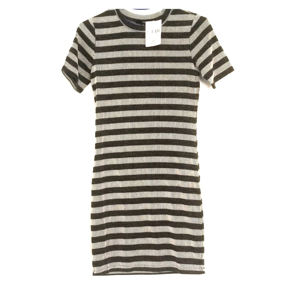 Ribbed knit striped T-shirt dress